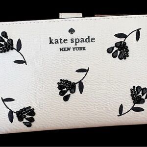 NWT Kate Spade Cream and Black Embellished Wallet